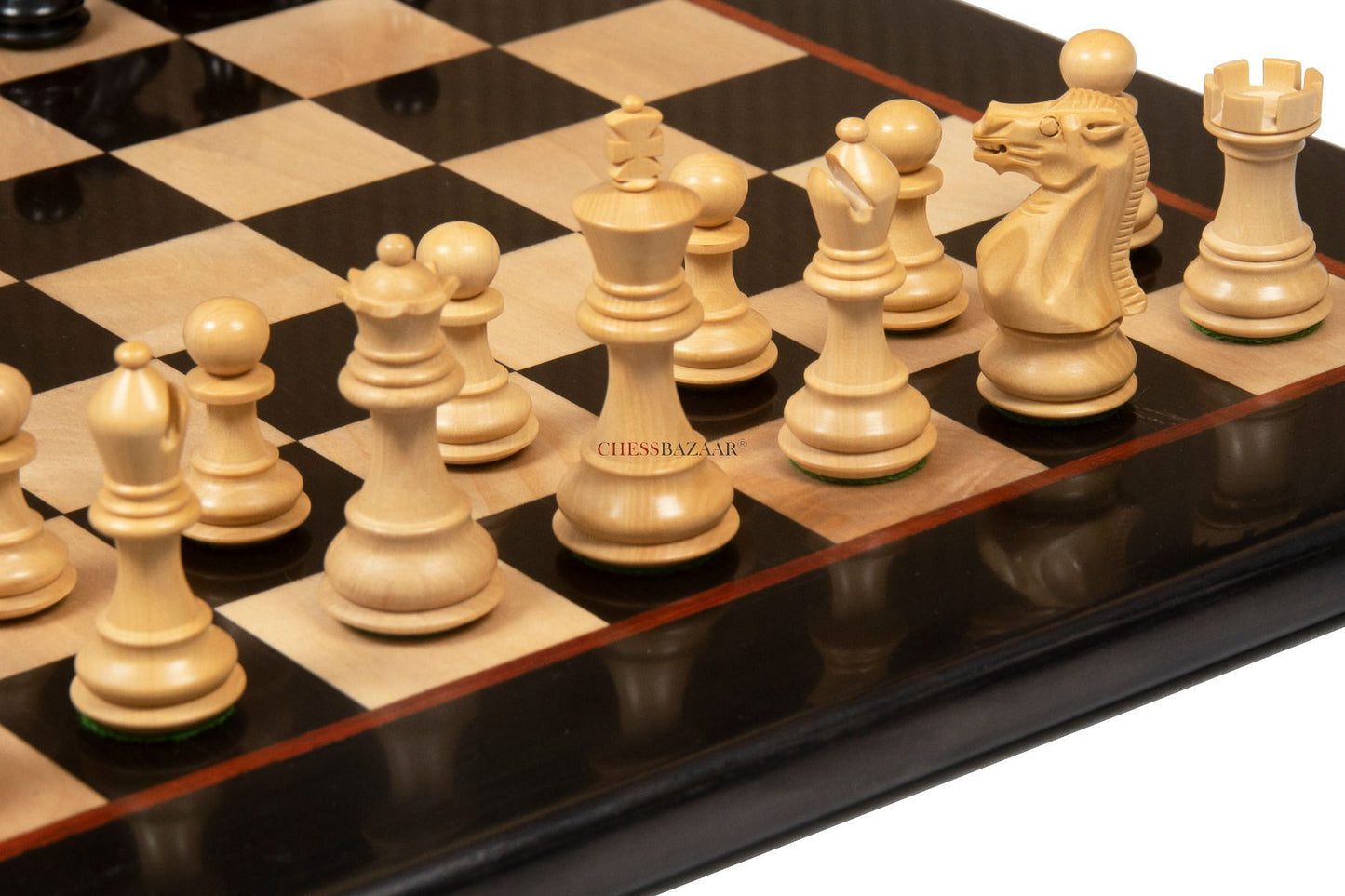 The Classic 101 Staunton Series Club Size Wooden Chess Pieces In Ebony Wood & Box Wood - 3.0" King