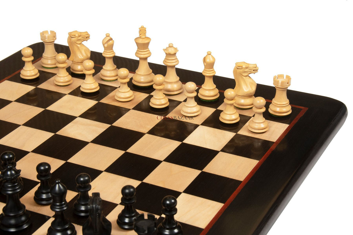 The Classic 101 Staunton Series Club Size Wooden Chess Pieces In Ebony Wood & Box Wood - 3.0" King