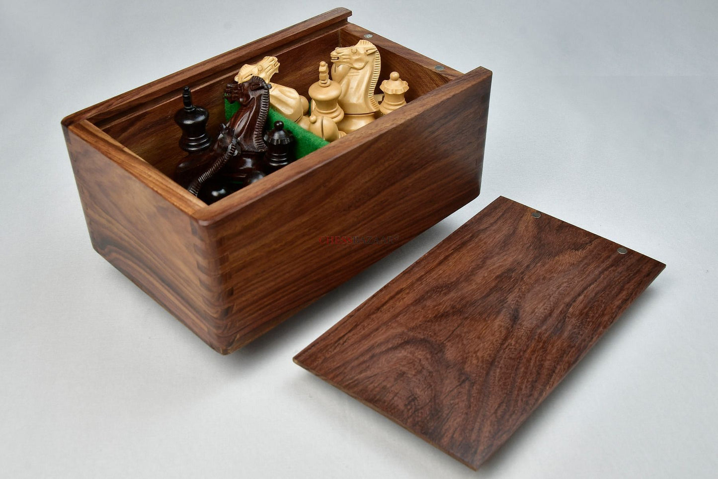 Combo of Desert Gold Staunton Series Chess Pieces in Rosewood & Box Wood With Board & Box- 4.0" King