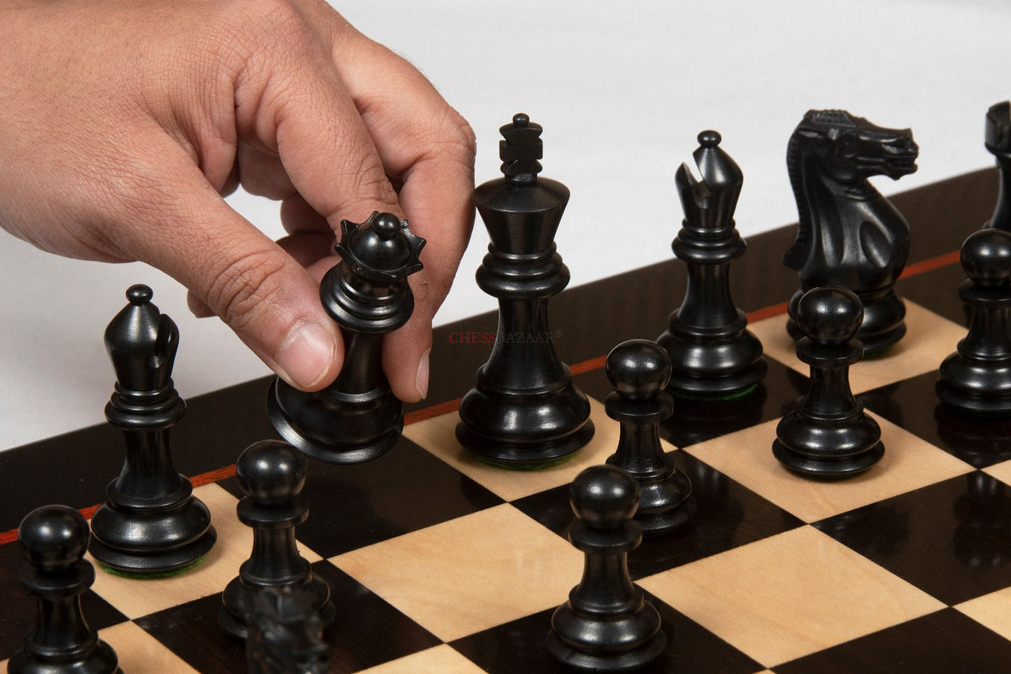 The Classic 101 Staunton Series Club Size Wooden Chess Pieces In Ebony Wood & Box Wood - 3.0" King