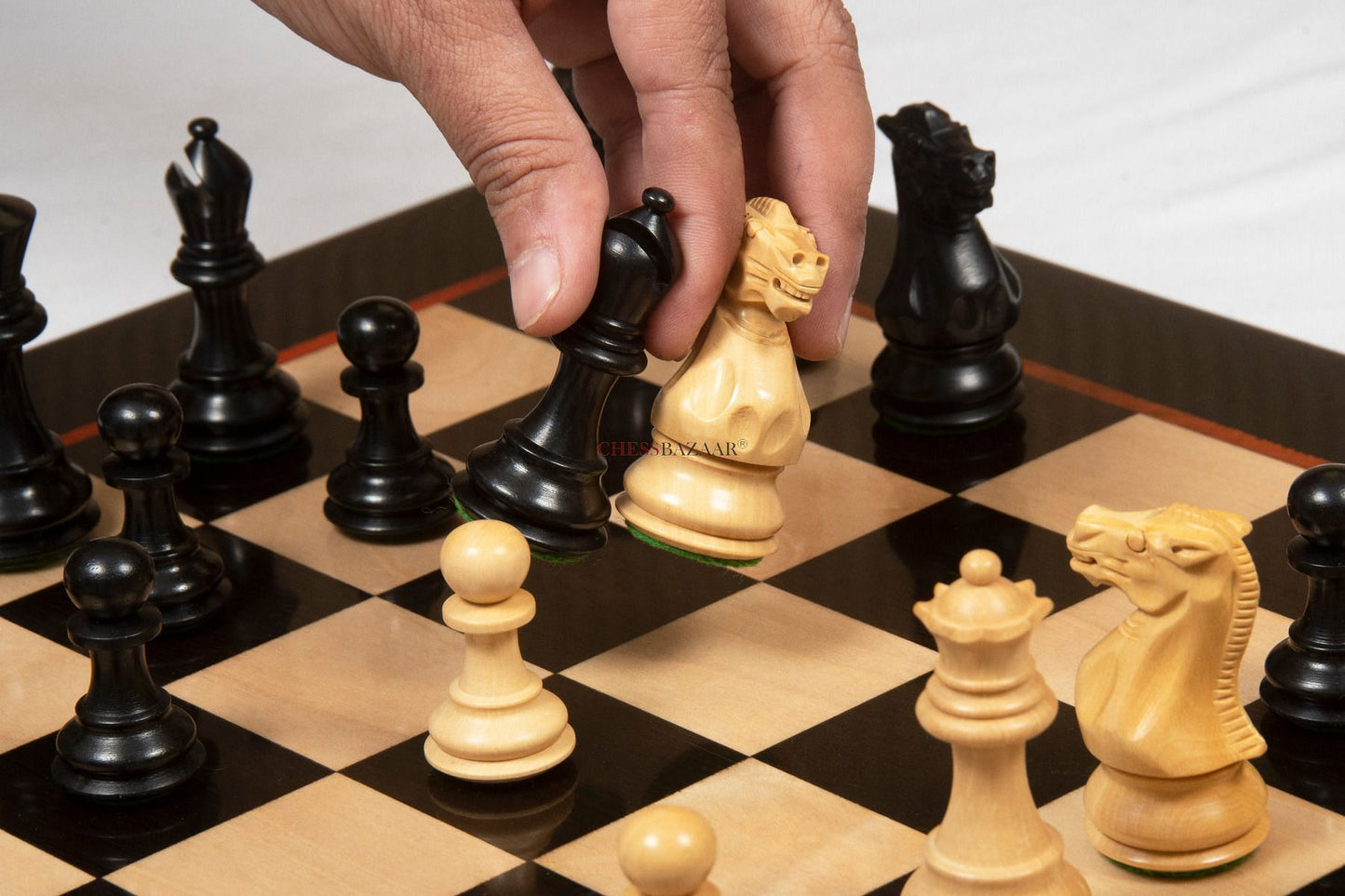 The Classic 101 Staunton Series Club Size Wooden Chess Pieces In Ebony Wood & Box Wood - 3.0" King