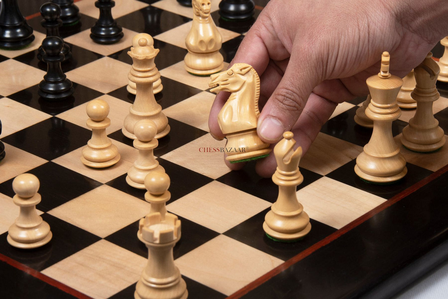 The Classic 101 Staunton Series Club Size Wooden Chess Pieces In Ebony Wood & Box Wood - 3.0" King