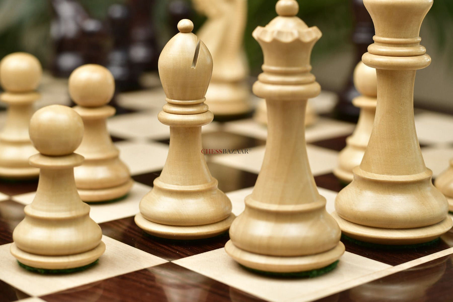 Combo of Desert Gold Staunton Series Chess Pieces in Rosewood & Box Wood With Board & Box- 4.0" King