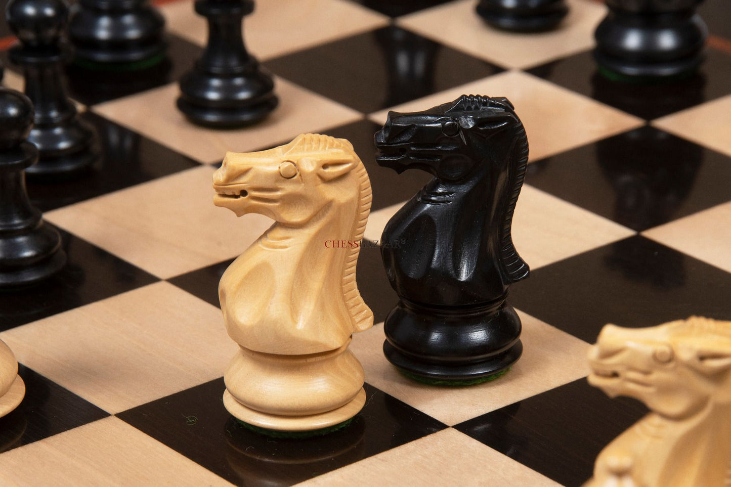 The Classic 101 Staunton Series Club Size Wooden Chess Pieces In Ebony Wood & Box Wood - 3.0" King