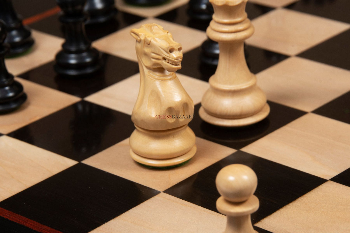 The Classic 101 Staunton Series Club Size Wooden Chess Pieces In Ebony Wood & Box Wood - 3.0" King
