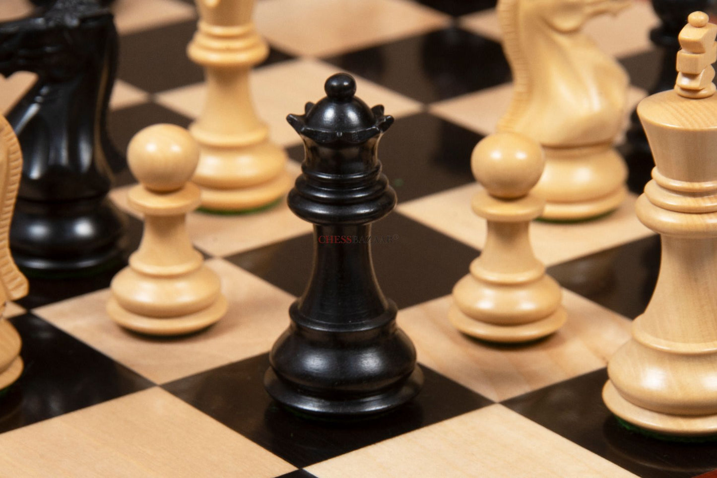 The Classic 101 Staunton Series Club Size Wooden Chess Pieces In Ebony Wood & Box Wood - 3.0" King