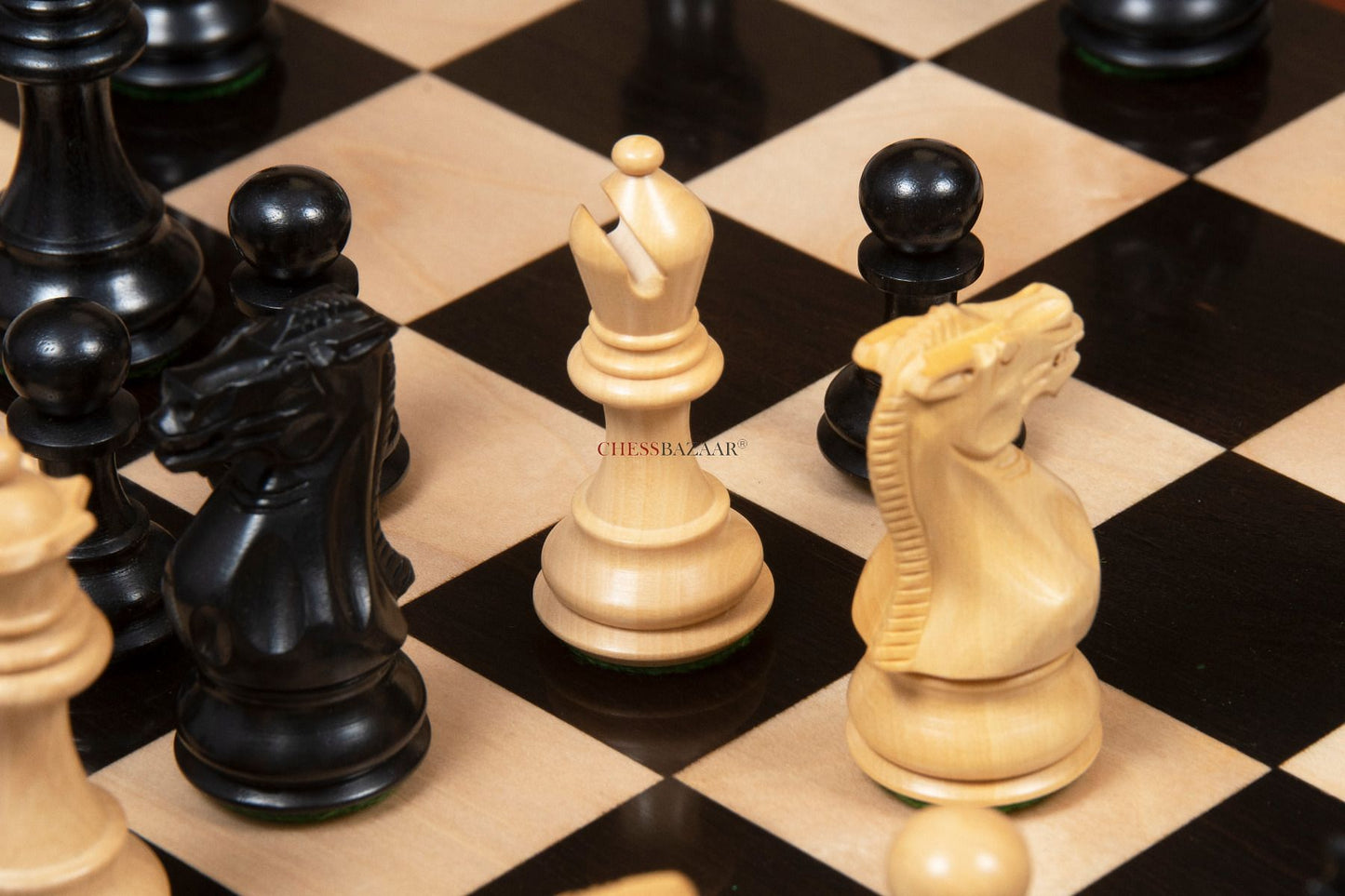 The Classic 101 Staunton Series Club Size Wooden Chess Pieces In Ebony Wood & Box Wood - 3.0" King