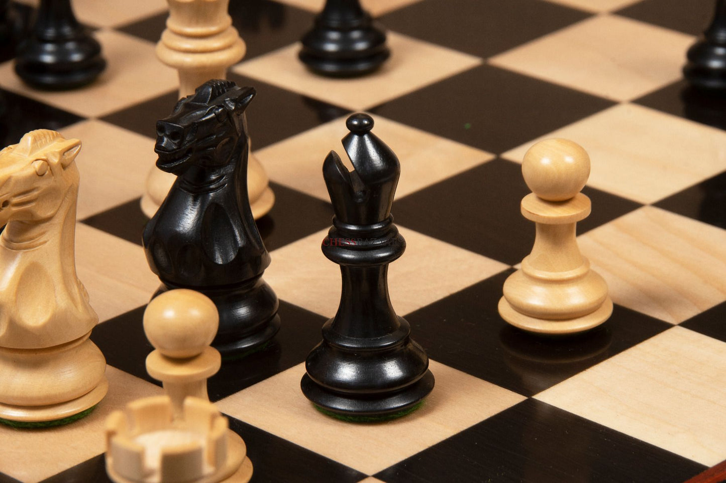 The Classic 101 Staunton Series Club Size Wooden Chess Pieces In Ebony Wood & Box Wood - 3.0" King