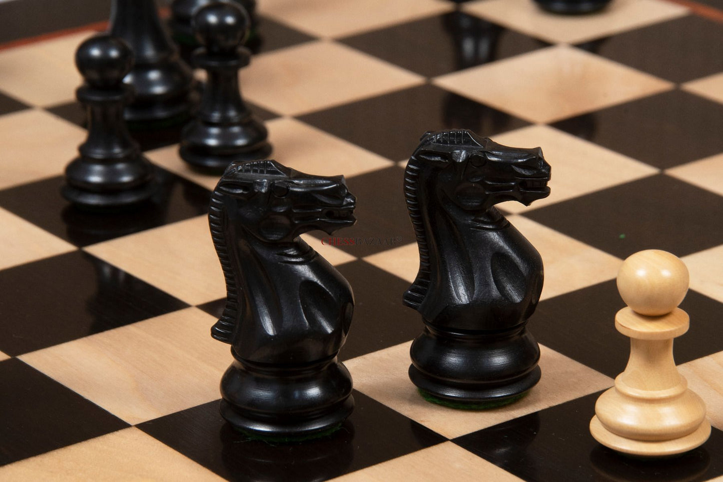 The Classic 101 Staunton Series Club Size Wooden Chess Pieces In Ebony Wood & Box Wood - 3.0" King