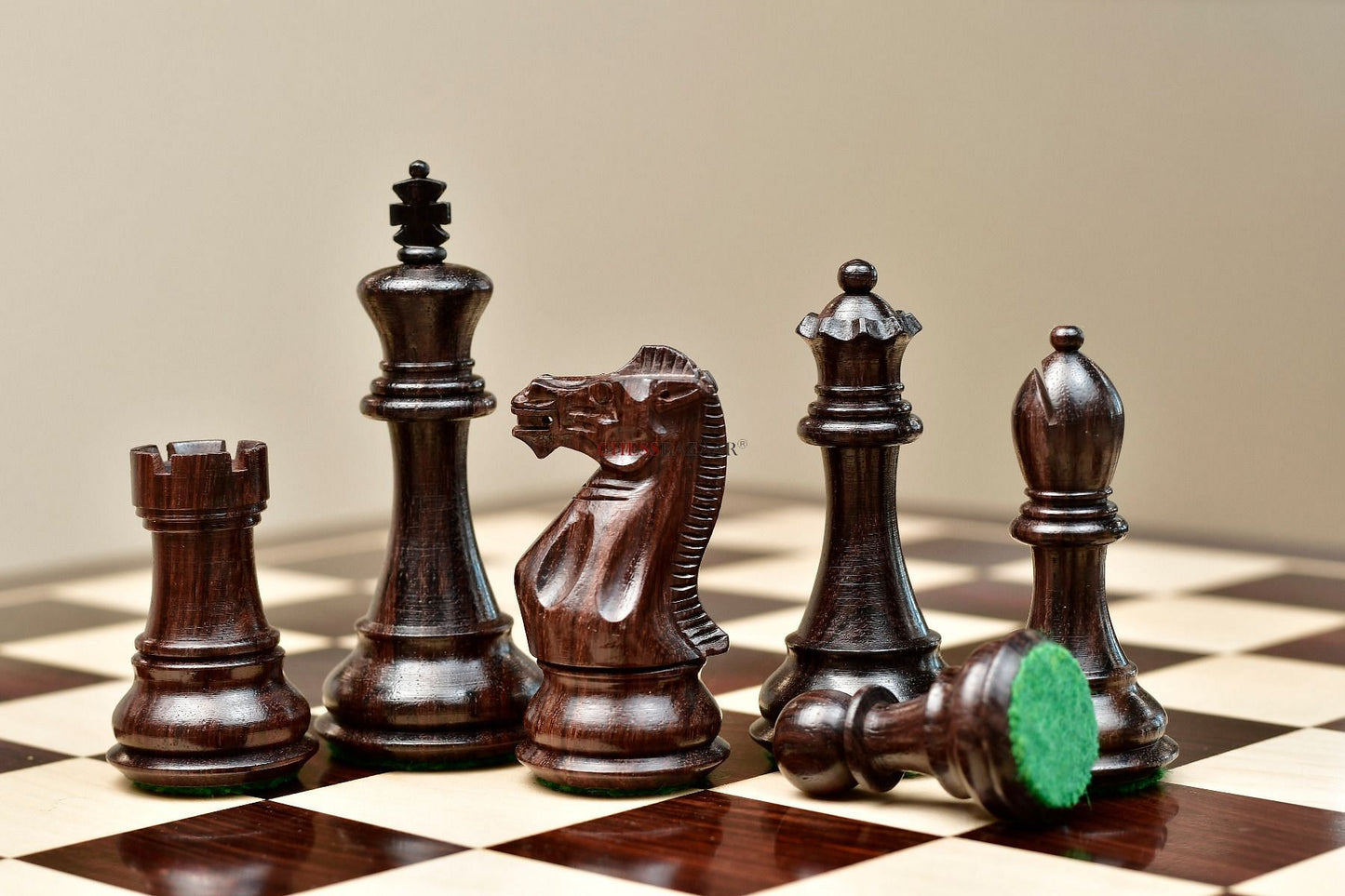 Combo of Desert Gold Staunton Series Chess Pieces in Rosewood & Box Wood With Board & Box- 4.0" King