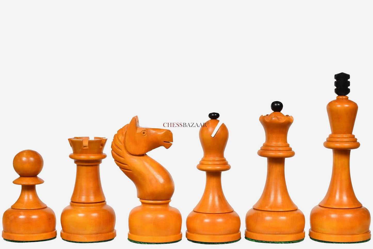The 1961 Soviet Championship Weighted Wooden Chess Pieces in Ebonized Wood & Antique Box Wood - 4” King
