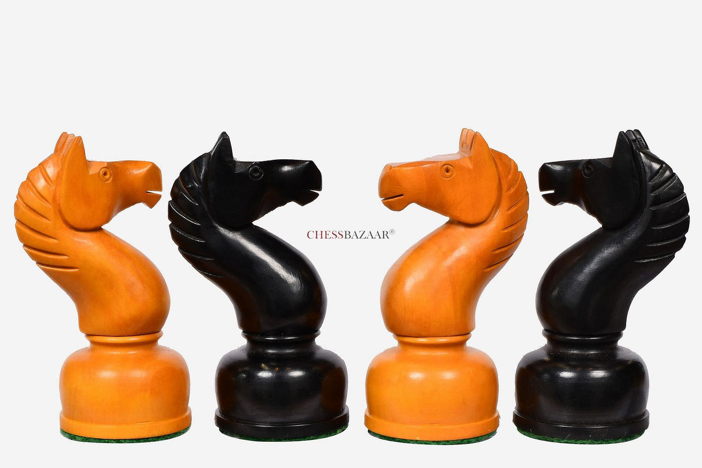 The 1961 Soviet Championship Weighted Wooden Chess Pieces in Ebonized Wood & Antique Box Wood - 4” King