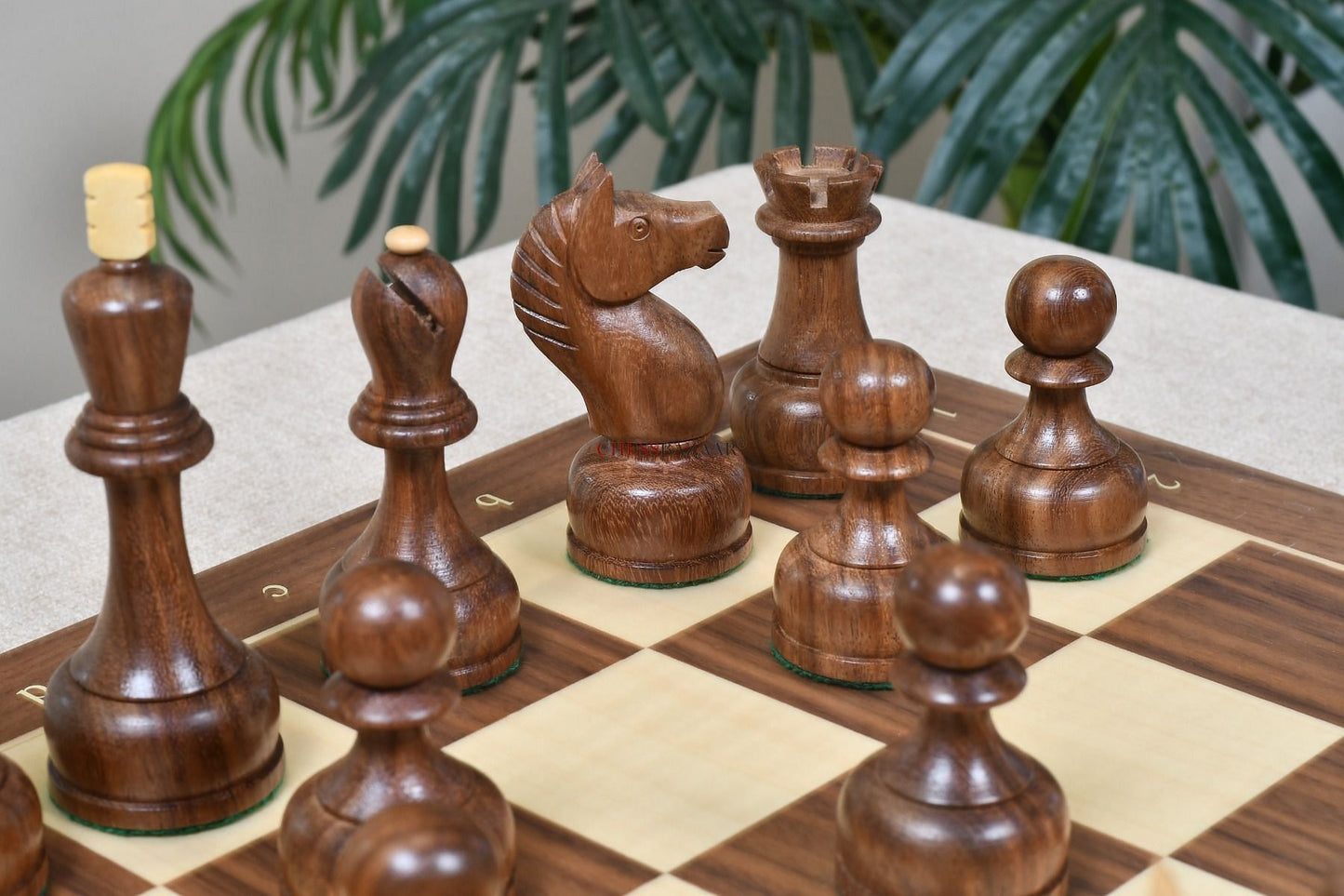 The 1961 Soviet Championship Weighted Wooden Chess Pieces in Sheesham & Boxwood - 4” King