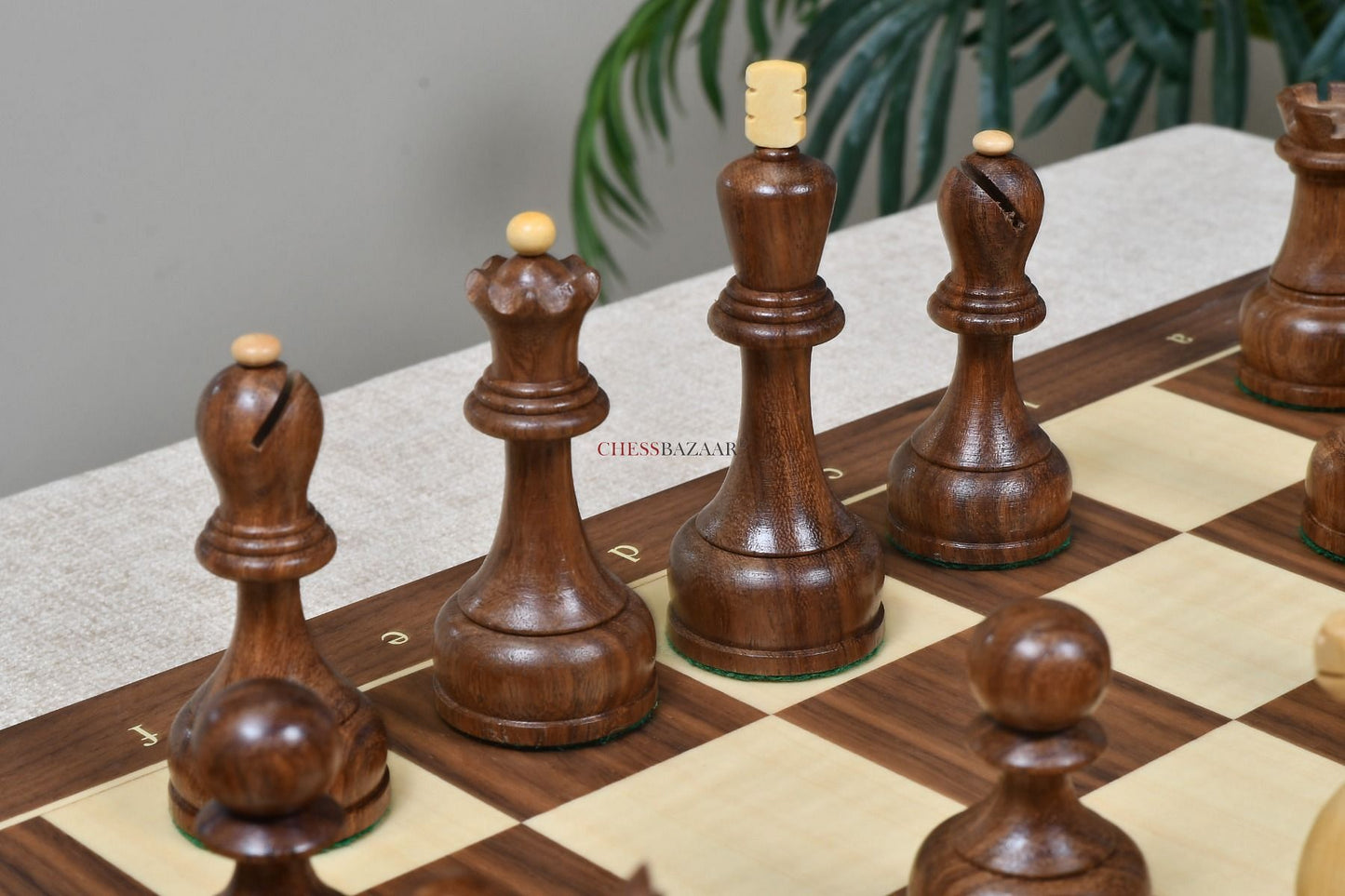 The 1961 Soviet Championship Weighted Wooden Chess Pieces in Sheesham & Boxwood - 4” King
