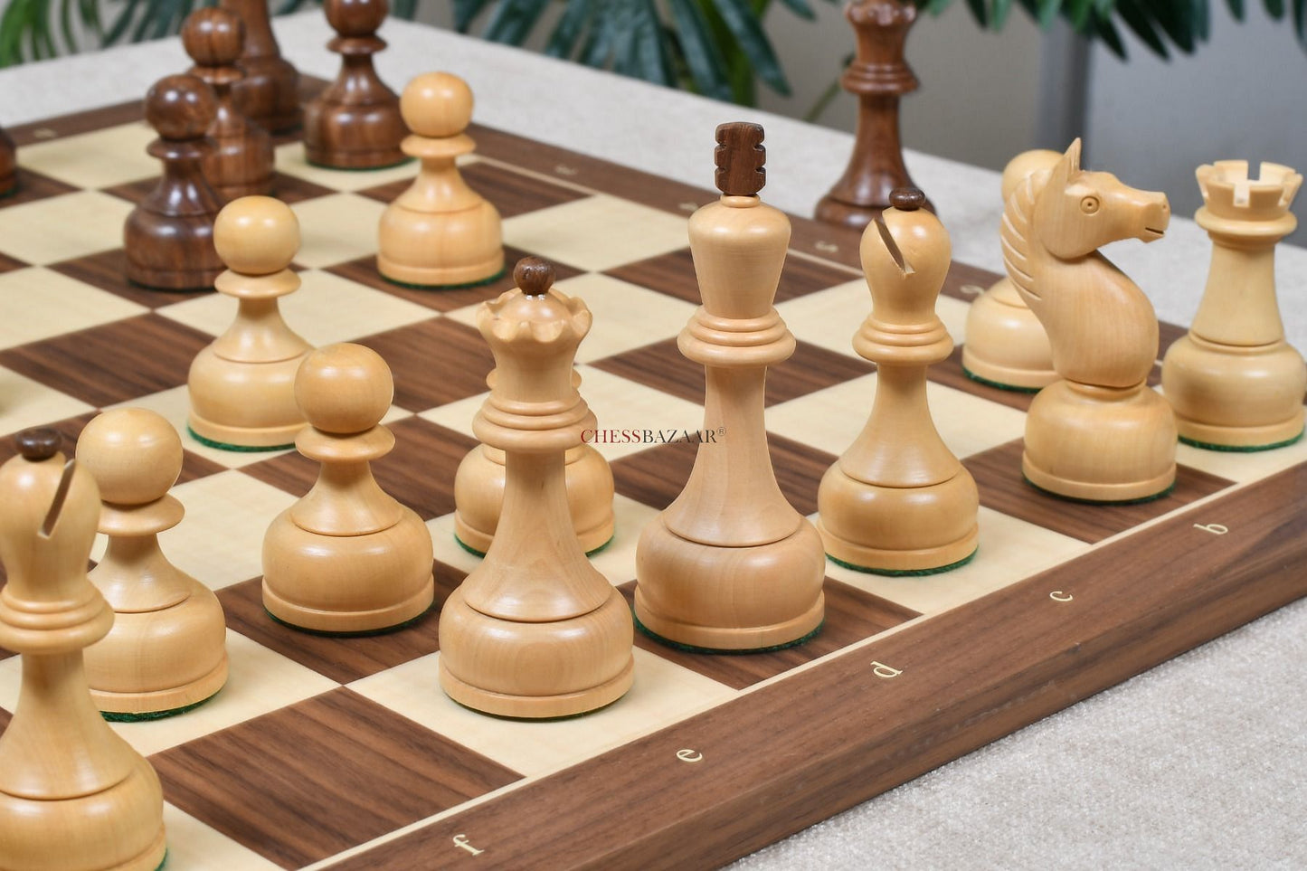 The 1961 Soviet Championship Weighted Wooden Chess Pieces in Sheesham & Boxwood - 4” King