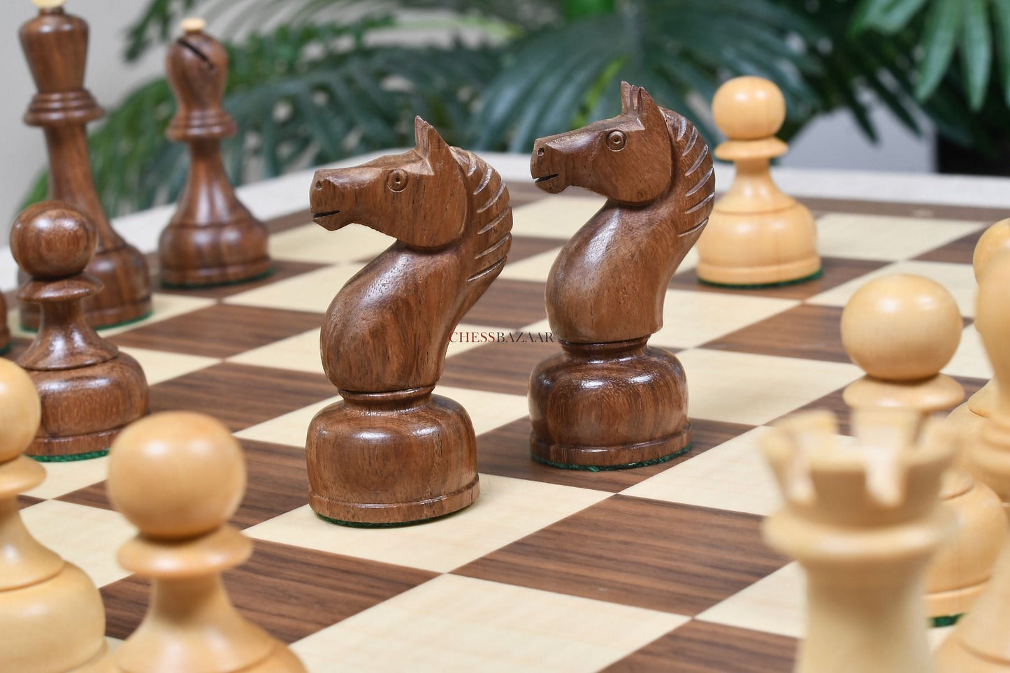 The 1961 Soviet Championship Weighted Wooden Chess Pieces in Sheesham & Boxwood - 4” King