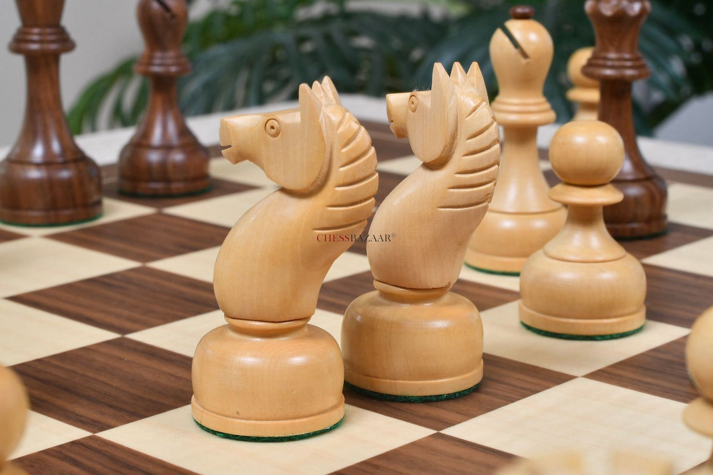 The 1961 Soviet Championship Weighted Wooden Chess Pieces in Sheesham & Boxwood - 4” King