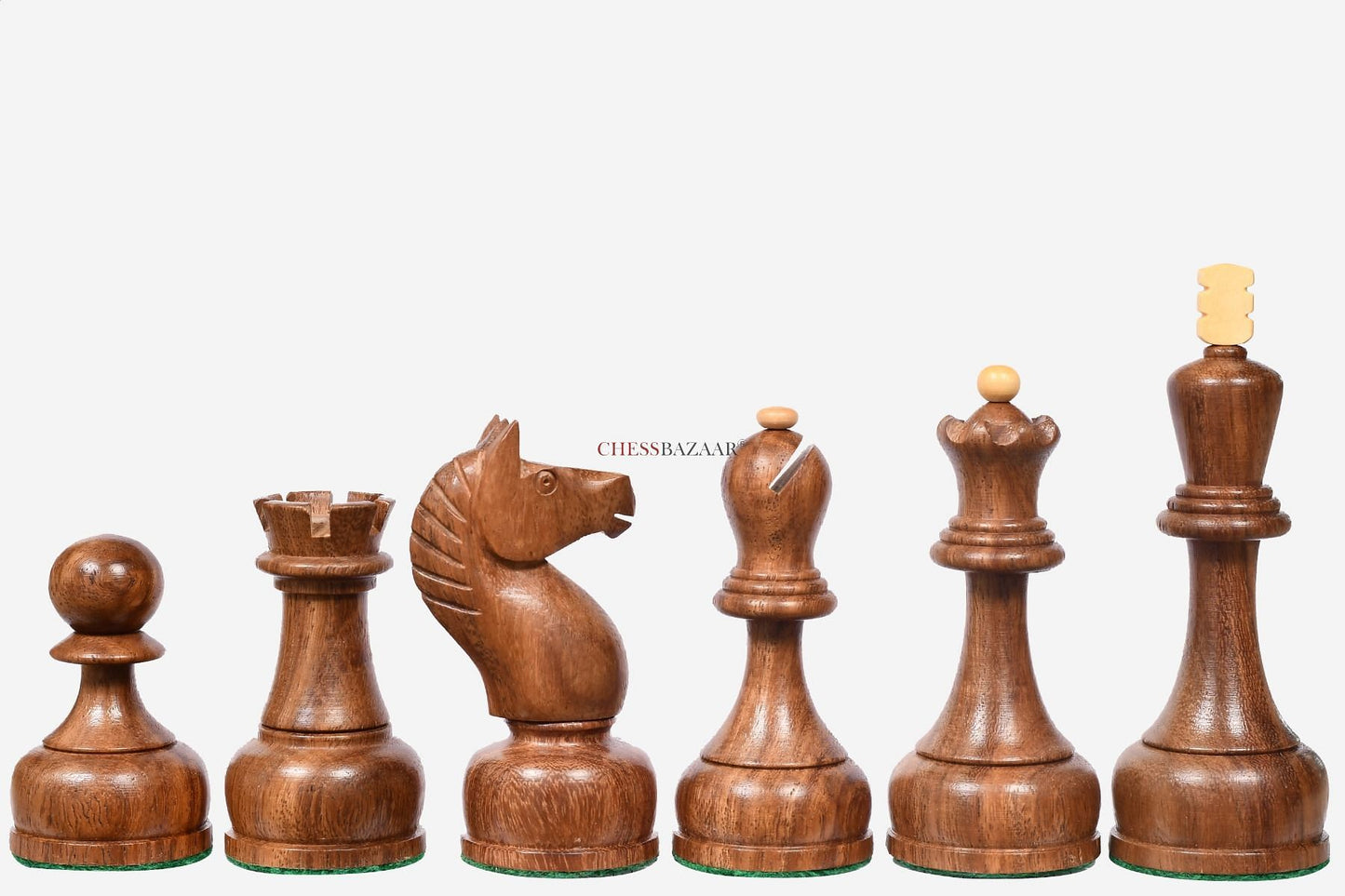The 1961 Soviet Championship Weighted Wooden Chess Pieces in Sheesham & Boxwood - 4” King
