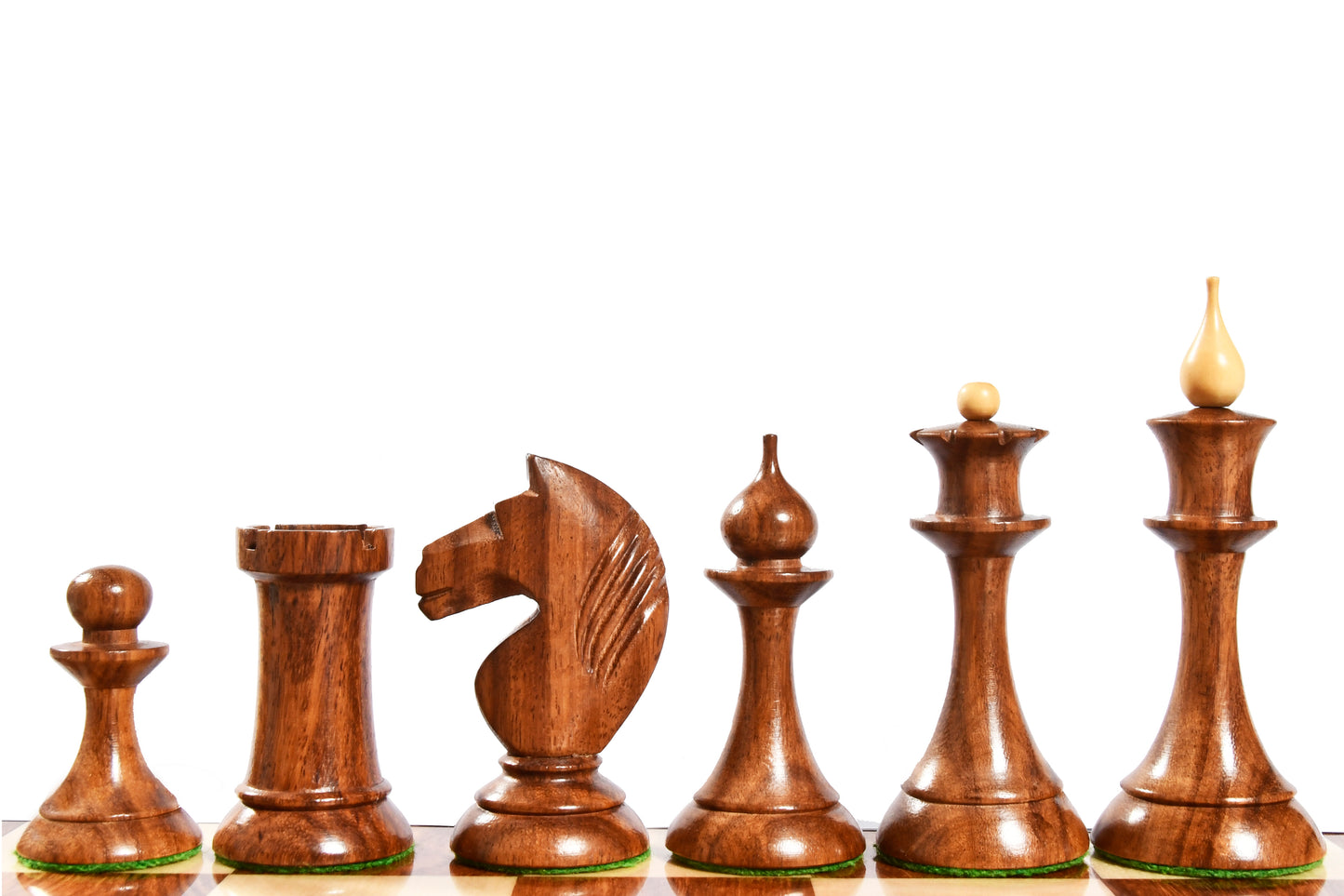 The 1950s Soviet (Russian) Latvian Reproduced Chess Pieces in Sheesham & Natural Boxwood - 4.1" King