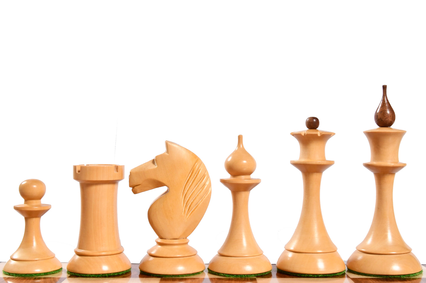 The 1950s Soviet (Russian) Latvian Reproduced Chess Pieces in Sheesham & Natural Boxwood - 4.1" King