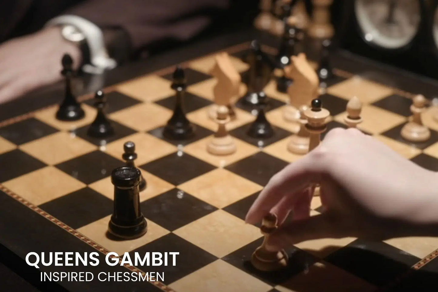 The 1950s Soviet (Russian) Latvian Reproduced Chess Pieces in Ebonized Boxwood & Natural Boxwood - 4.1" King