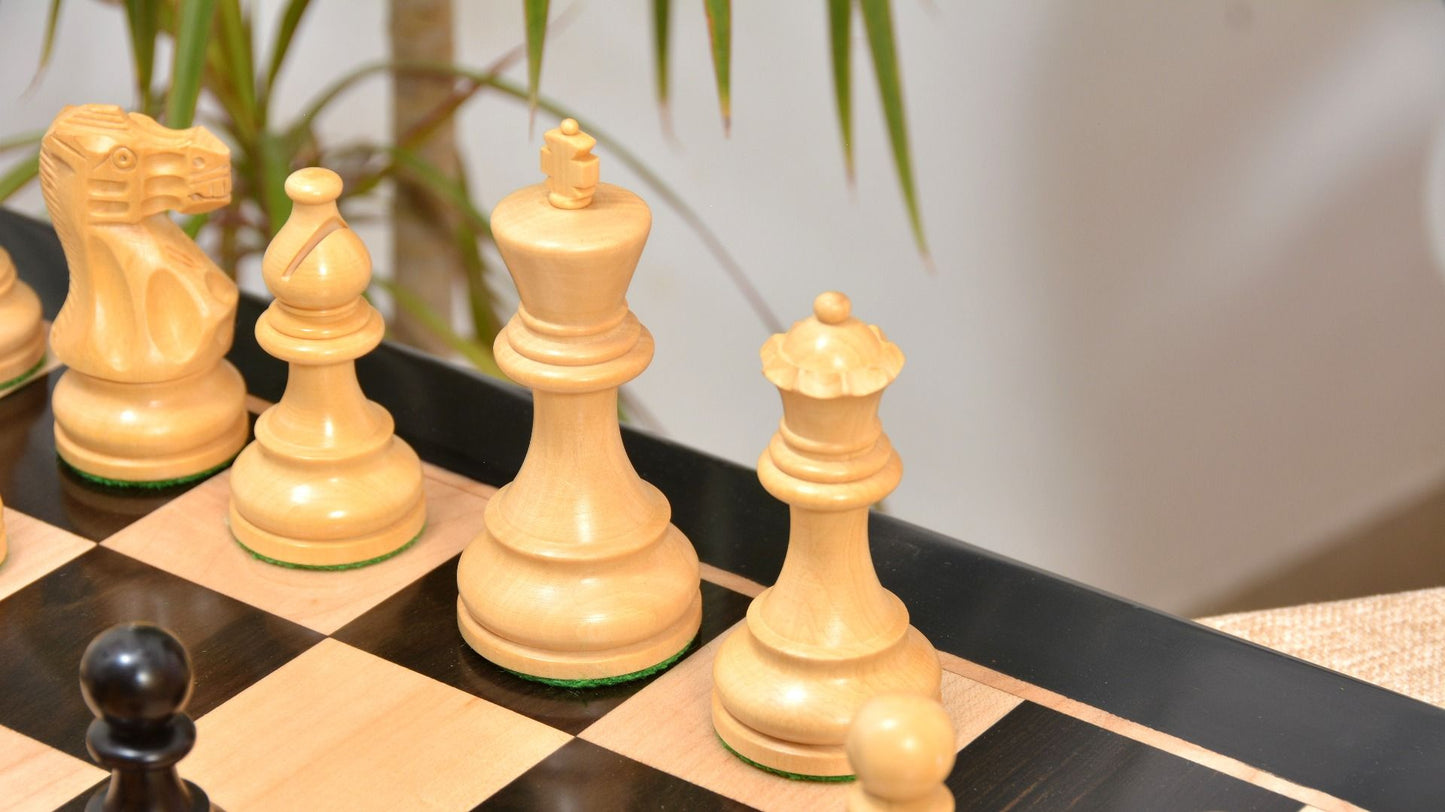 The Smokey Staunton Chess Pieces in Ebonized/Boxwood- 3.8" King with Board