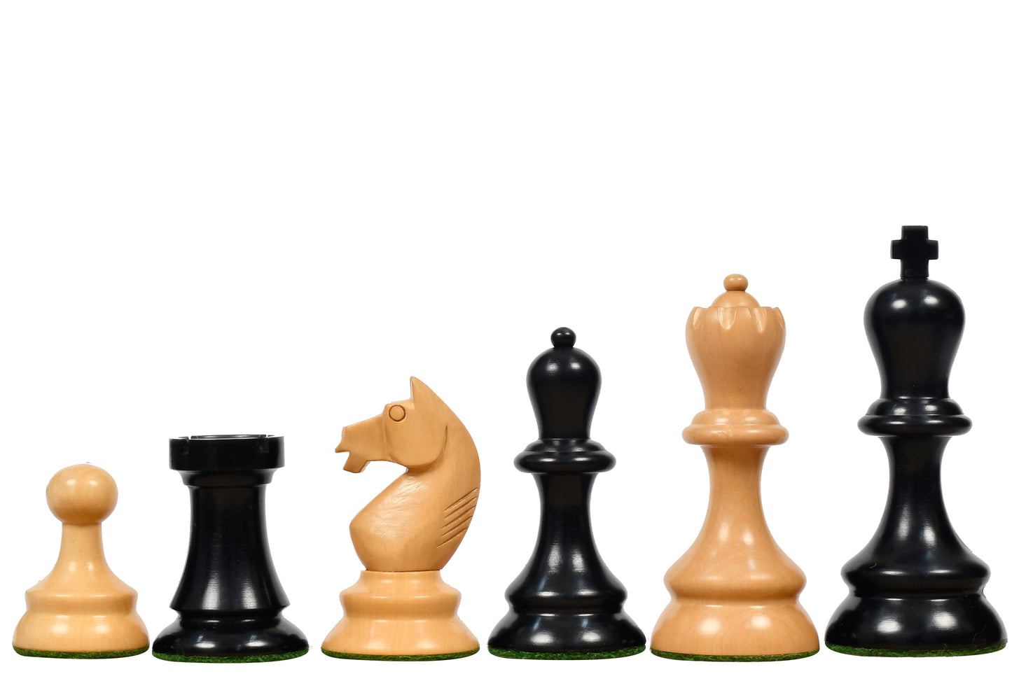 The 1937 7th Stockholm Olympiad Reproduced Chess Pieces in Ebonized & Box Wood - 3.75" King