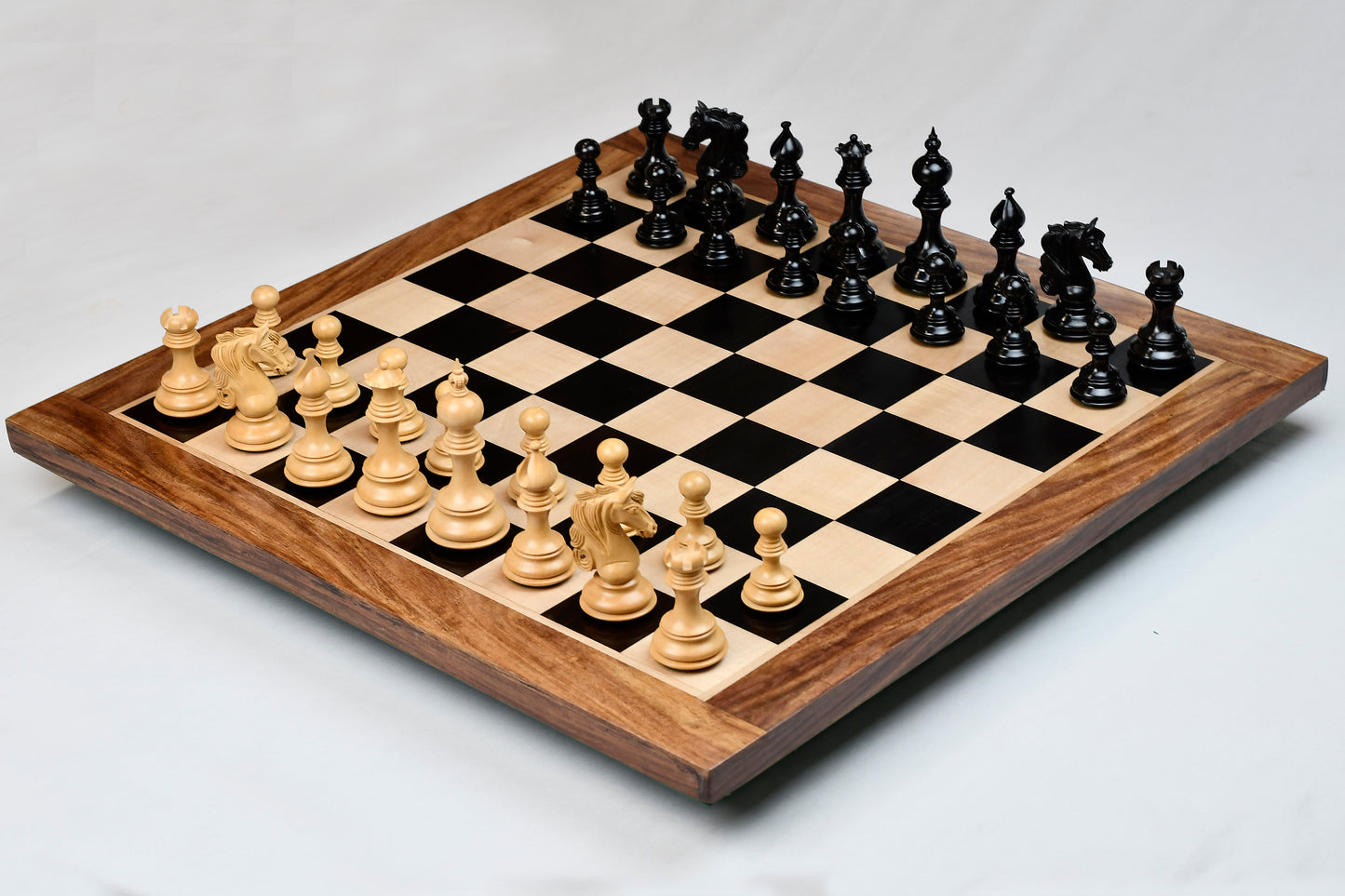 The Admiral Series II Staunton Chess Pieces in Ebony Wood & Box Wood - 4.5" King