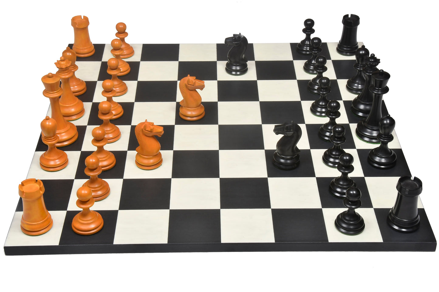 Reproduced B & Co 1860s Antique Chess Pieces in Ebony / Antiqued Box wood - 3.9" King