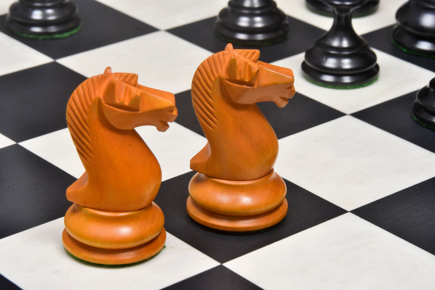 Reproduced B & Co 1860s Antique Chess Pieces in Ebony / Antiqued Box wood - 3.9" King