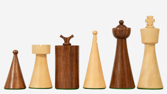 1940s Art Deco Series Weighted Chess Pieces Sheesham and Boxwood -3.8" King