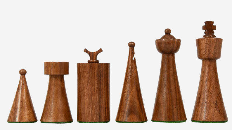 1940s Art Deco Series Weighted Chess Pieces Sheesham and Boxwood -3.8" King