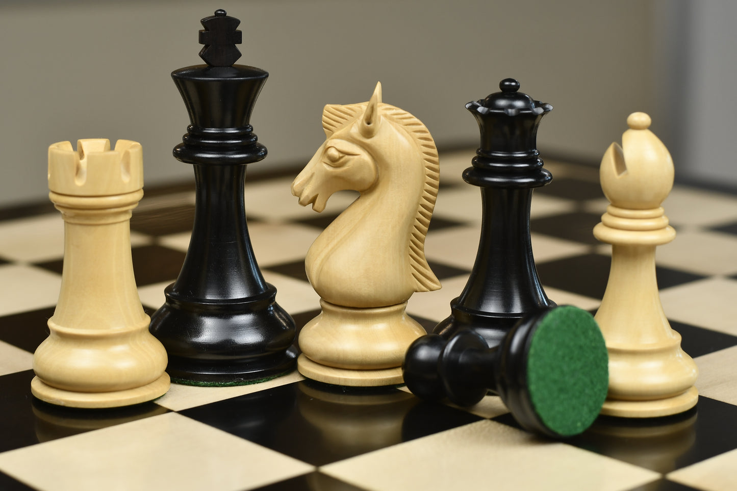 The Candidates Series Staunton Chess Pieces in Ebony / Box Wood - 3.75" King