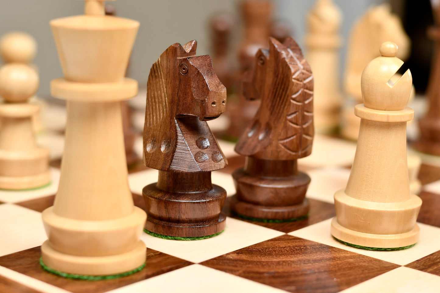 The Championship Series Staunton Chess Pieces in Sheesham Wood & Boxwood - 3.75" King