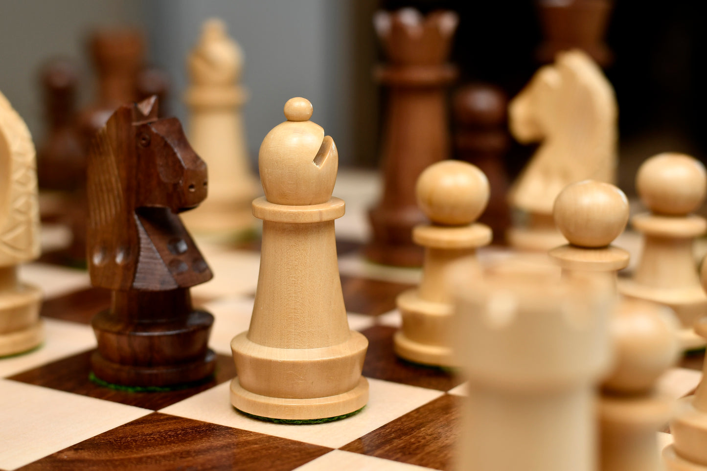 The Championship Series Staunton Chess Pieces in Sheesham Wood & Boxwood - 3.75" King