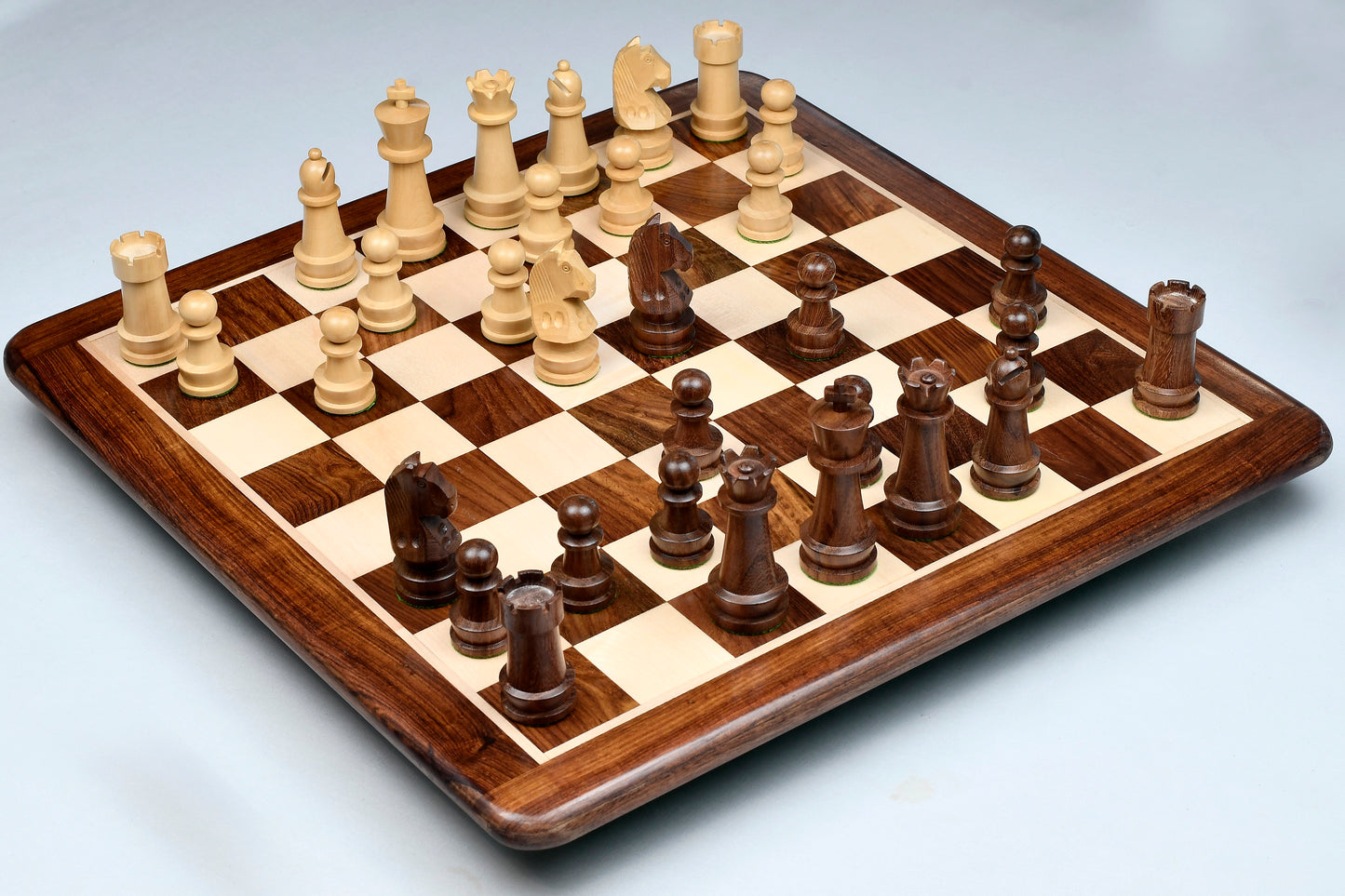 The Championship Series Staunton Chess Pieces in Sheesham Wood & Boxwood - 3.75" King