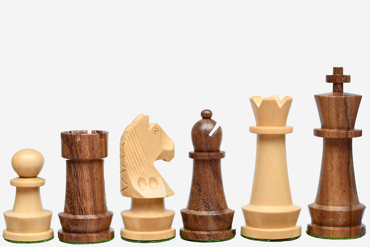 The Championship Series Staunton Chess Pieces in Sheesham Wood & Boxwood - 3.75" King