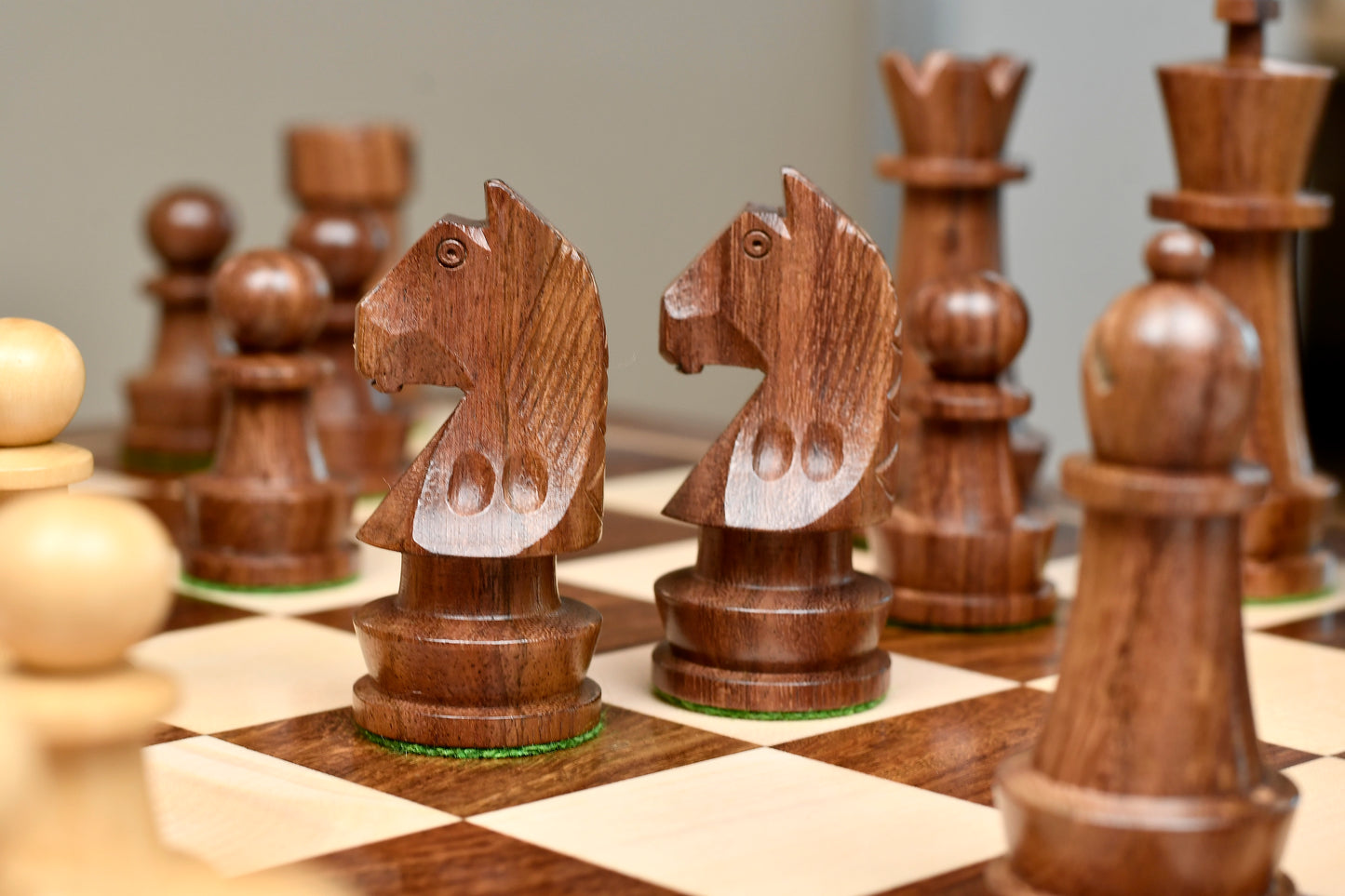 The Championship Series Staunton Chess Pieces in Sheesham Wood & Boxwood - 3.75" King