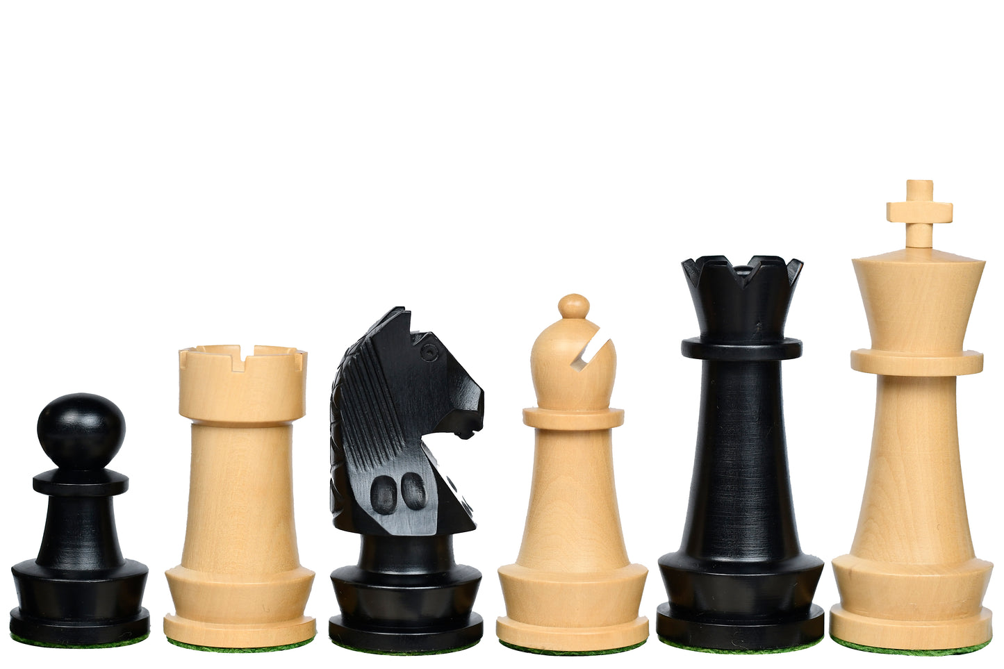 The Championship Series Staunton Chess Pieces in Ebonized Boxwood & Natural Boxwood - 3.75" King