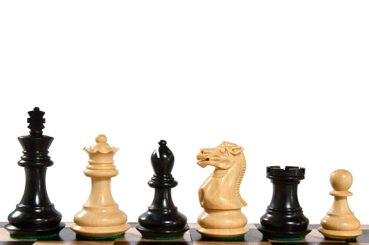 The Collector Series Hand carved Staunton Chess Pieces in Ebonized Boxwood & Natural Boxwood - 2.6" King