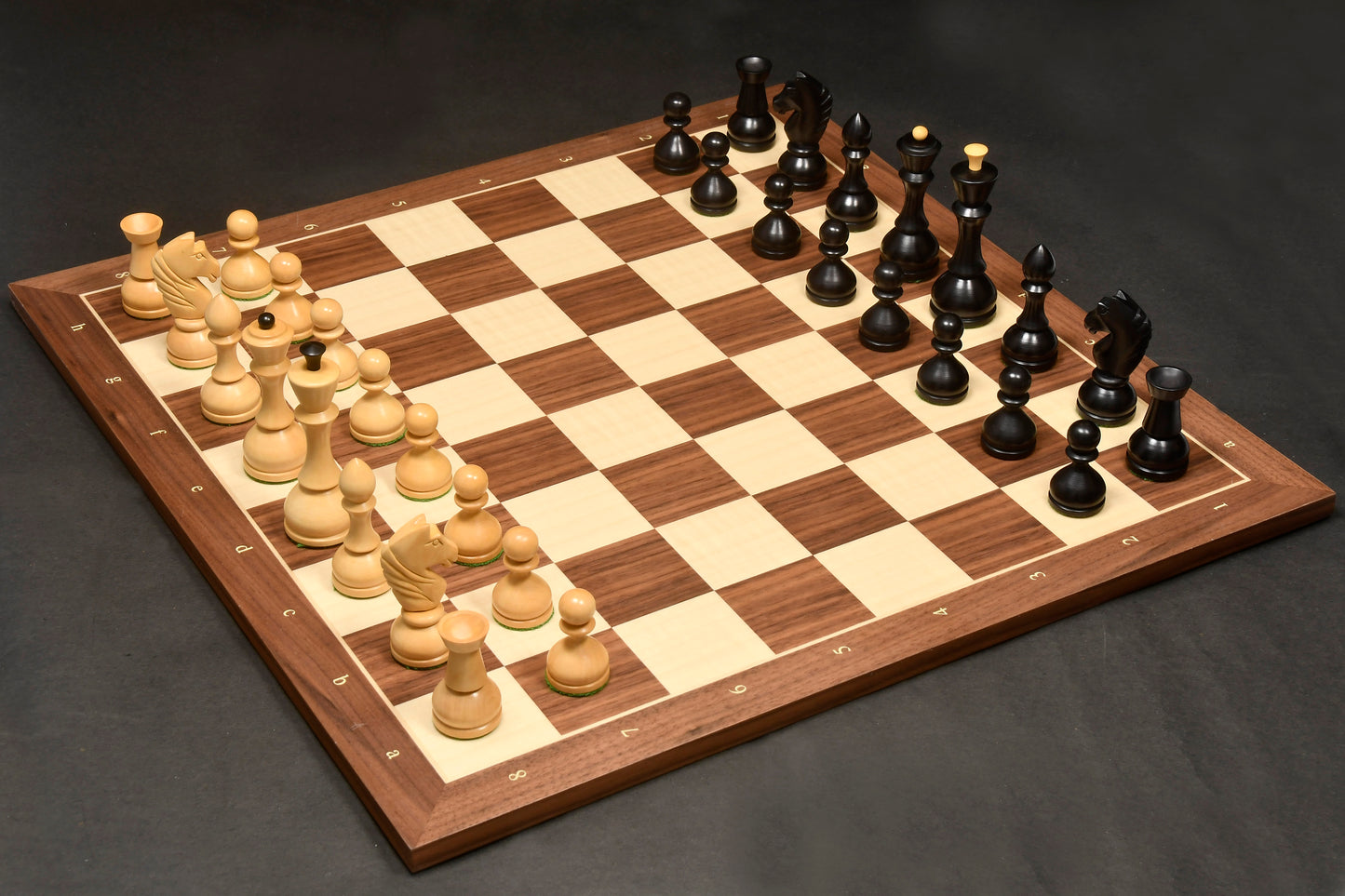 Reproduced Antique Russian Series Chess Pieces in Ebonized Boxwood & Natural Boxwood - 4.1" King