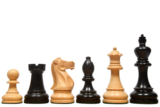 The American Staunton Series Weighted Tournament Chess Pieces in Ebonized Boxwood & Boxwood - 4.1" King