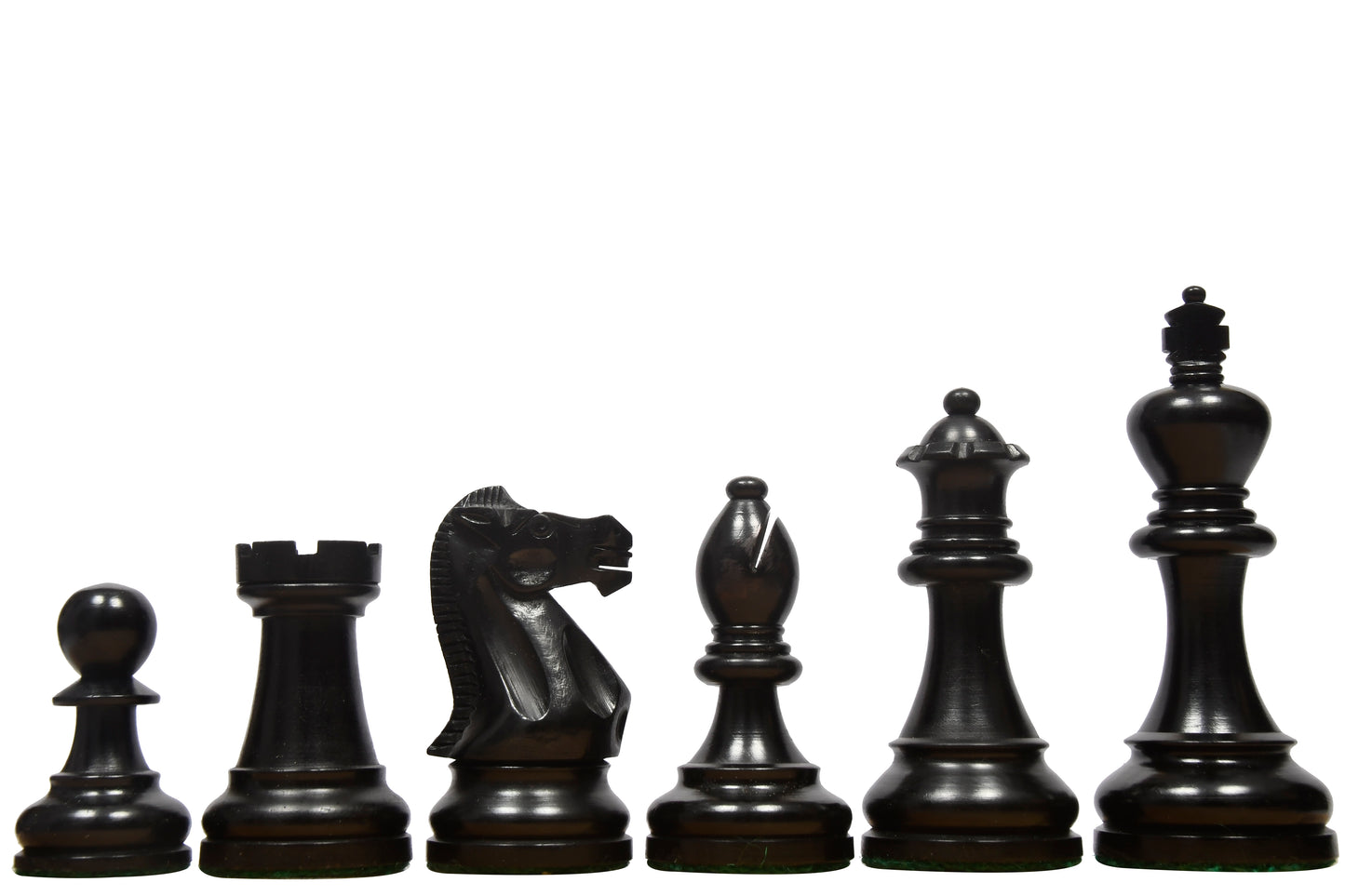The American Staunton Series Weighted Tournament Chess Pieces in Ebonized Boxwood & Boxwood - 4.1" King