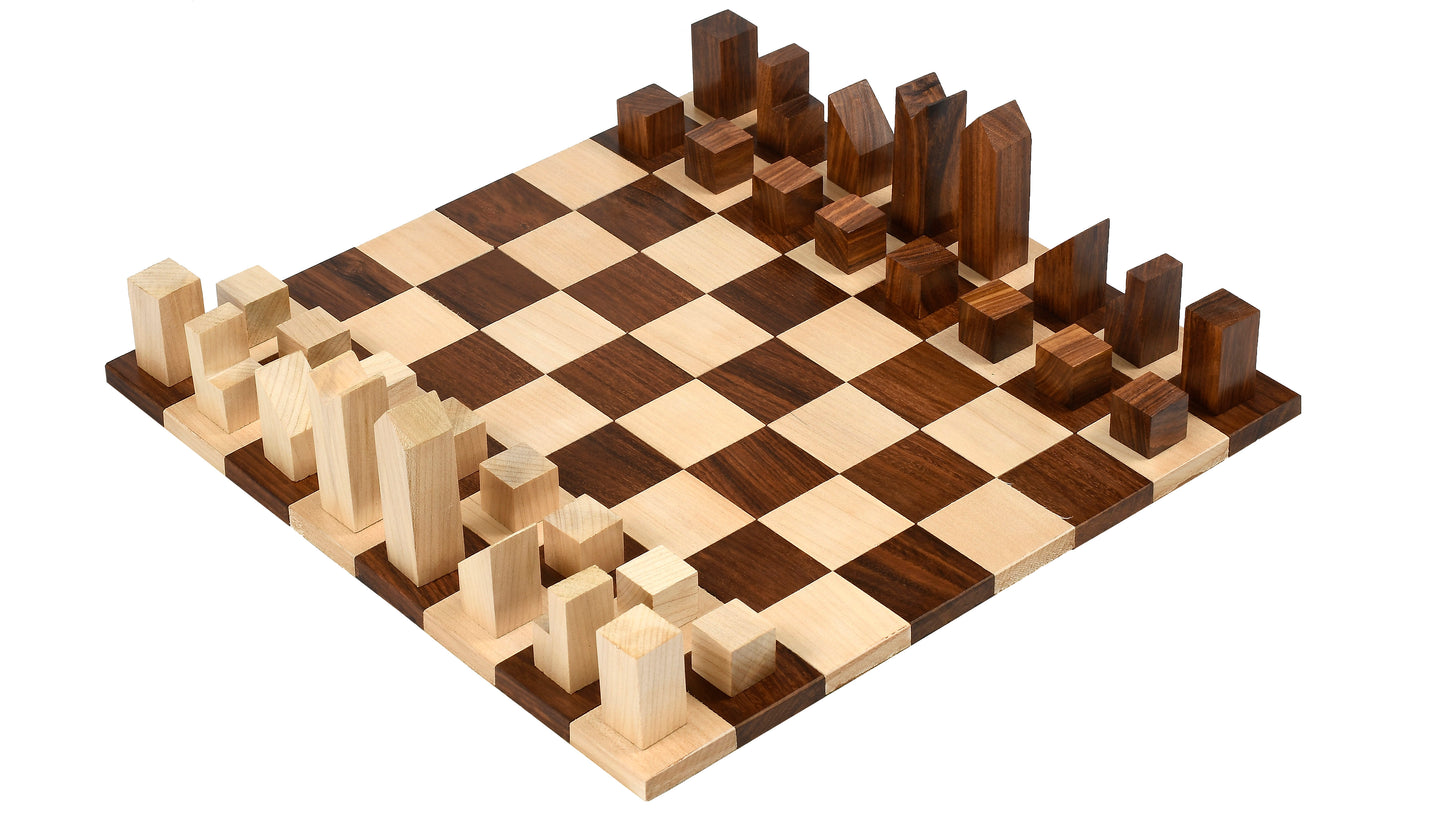 Reproduced Minimalist Chess Pieces in Sheesham & Boxwood - 2.79" King
