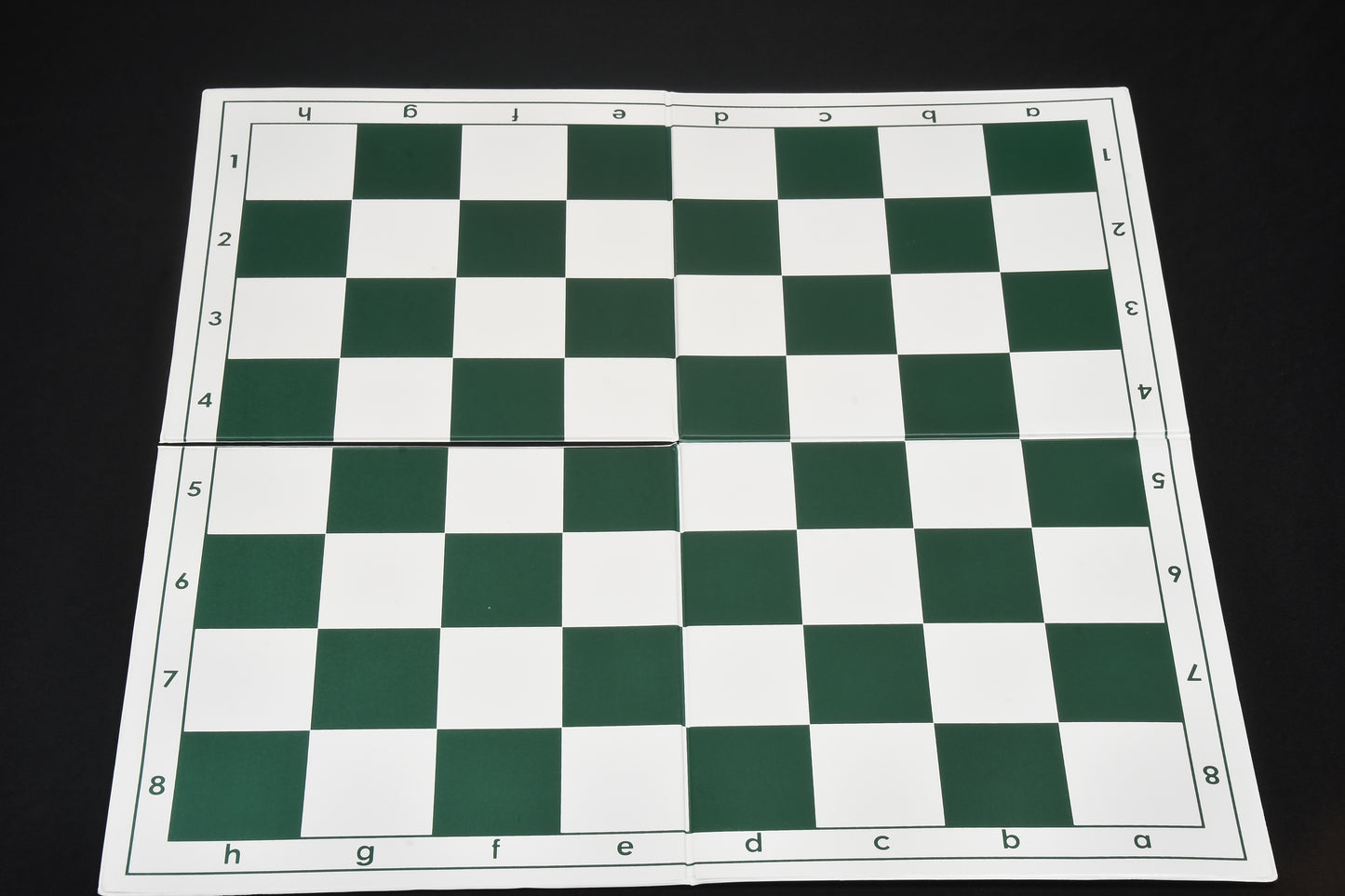 Double Folding Tournament PVC Chess Board with Algebraic Notation in Green & White Color 20" - 55 mm