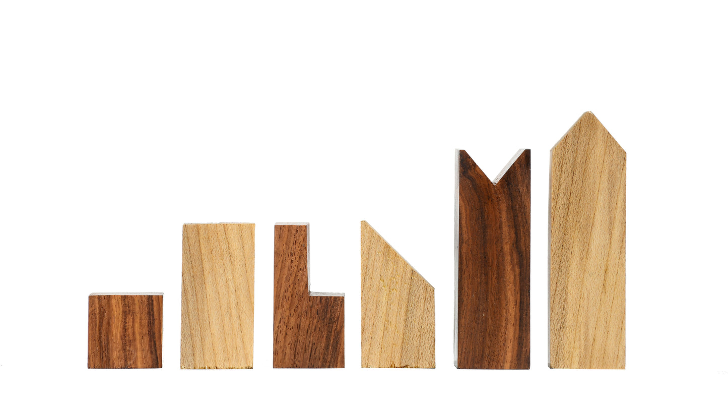 Reproduced Minimalist Chess Pieces in Sheesham & Boxwood - 2.79" King