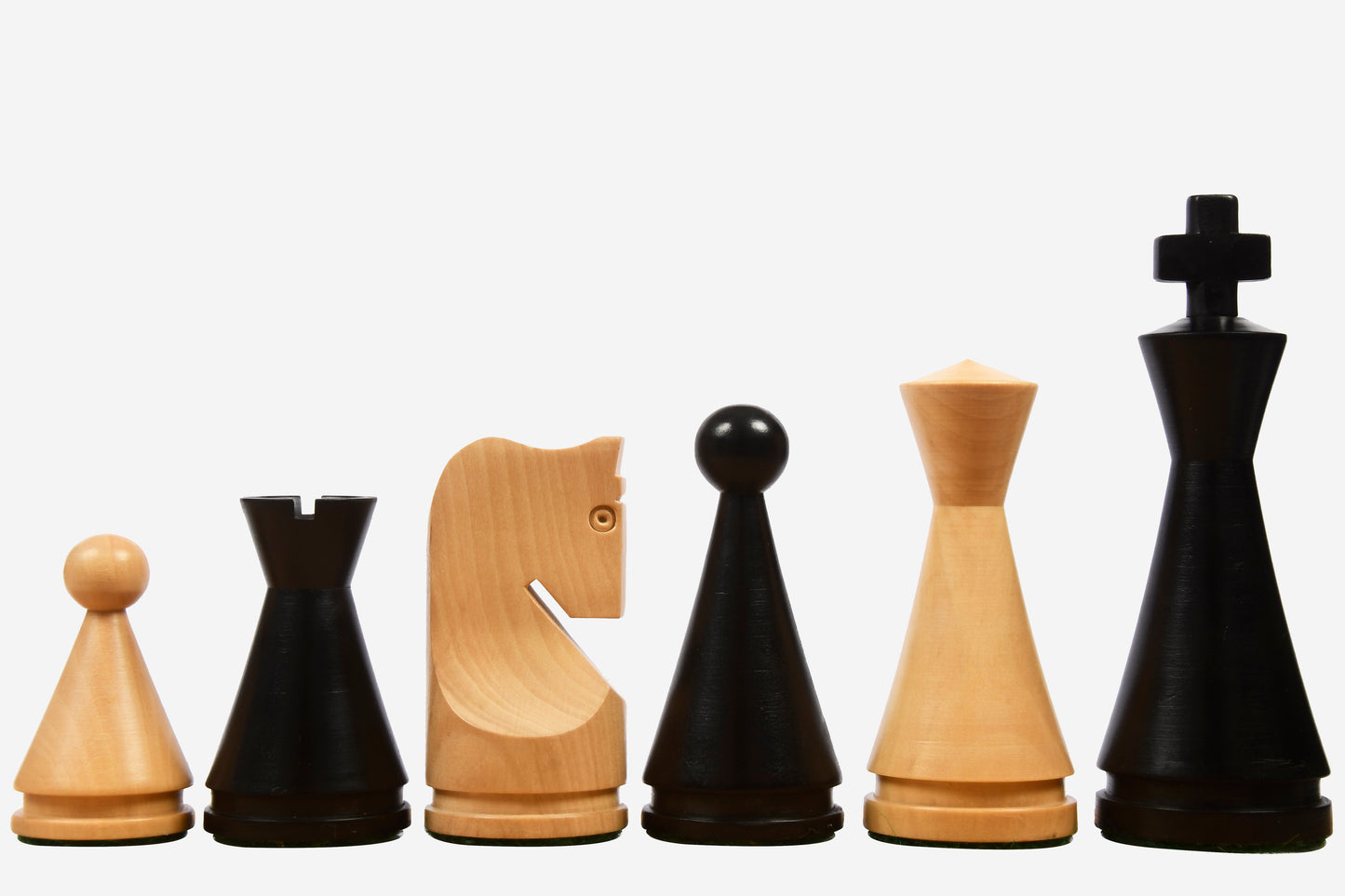 The Classic Series Cone Shaped Chess Pieces in Ebonized Boxwood & Natural Boxwood - 4.09" King
