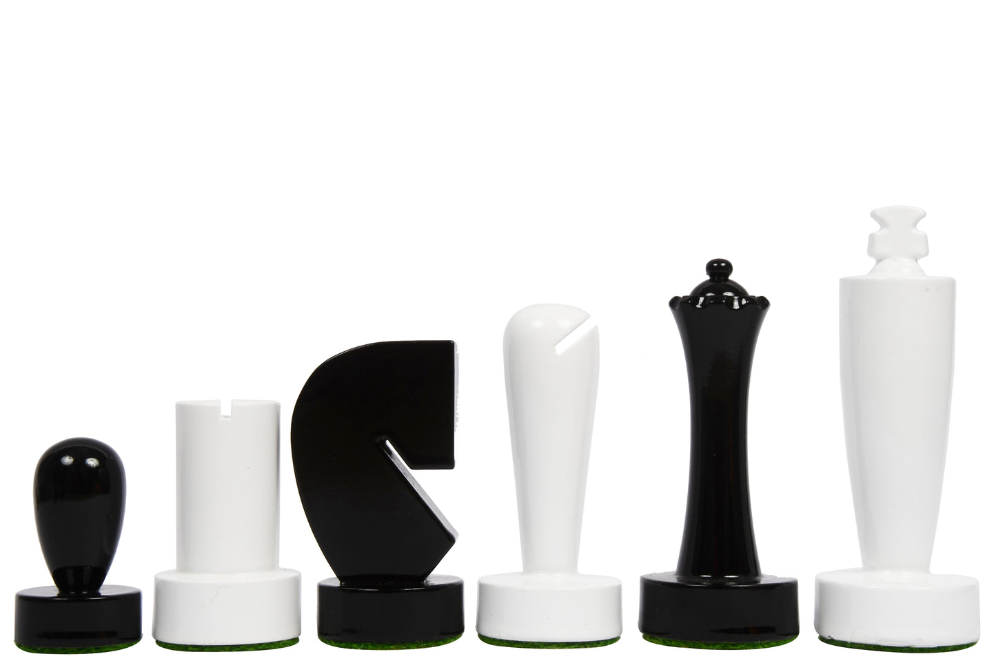 Berliner Series Modern Minimalist Chess Pieces in Black and White Painted Box Wood - 3.7" King