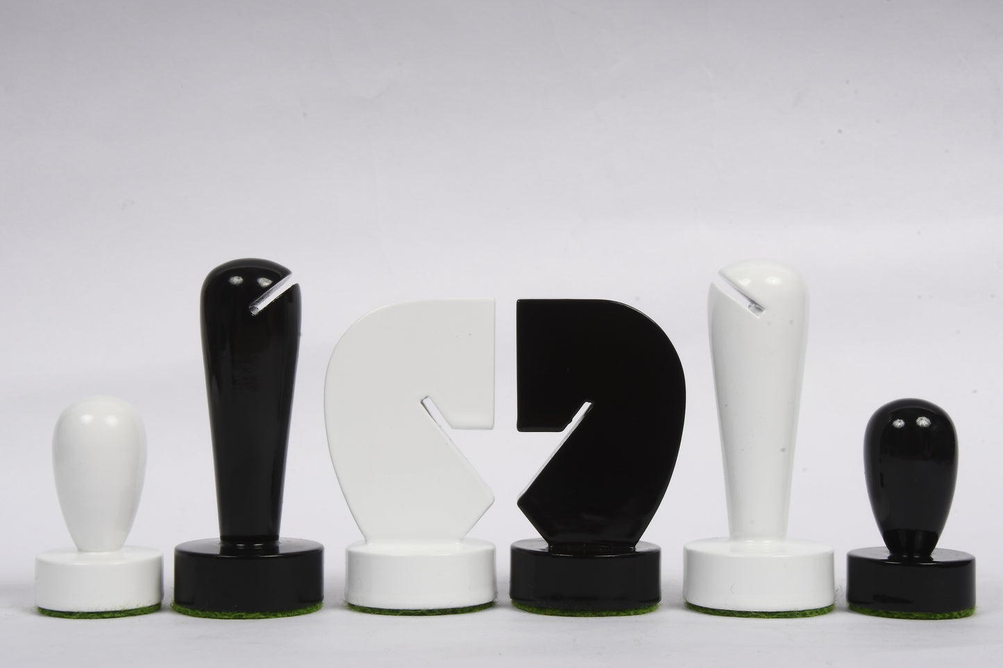 Berliner Series Modern Minimalist Chess Pieces in Black and White Painted Box Wood - 3.7" King