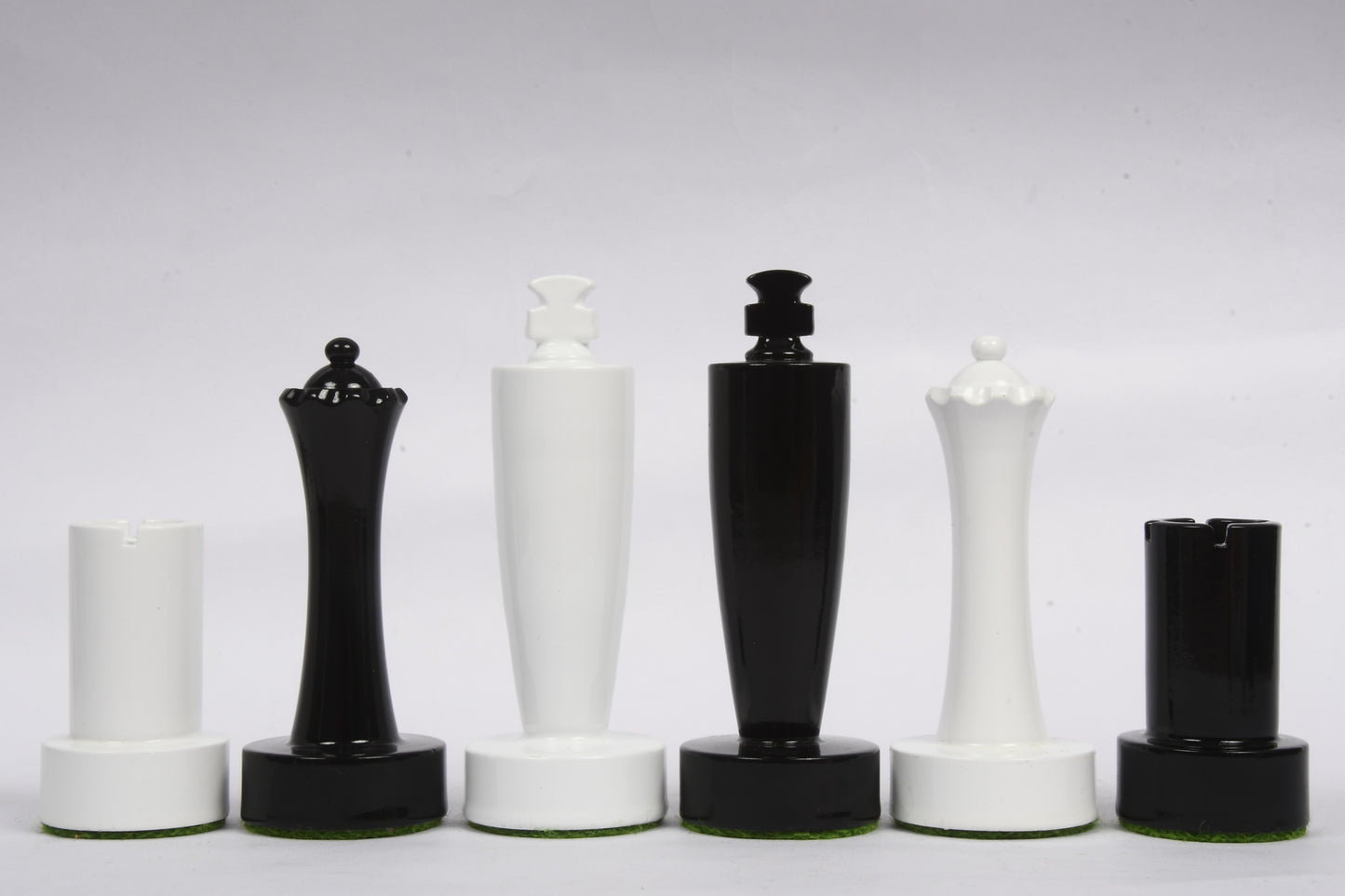 Berliner Series Modern Minimalist Chess Pieces in Black and White Painted Box Wood - 3.7" King